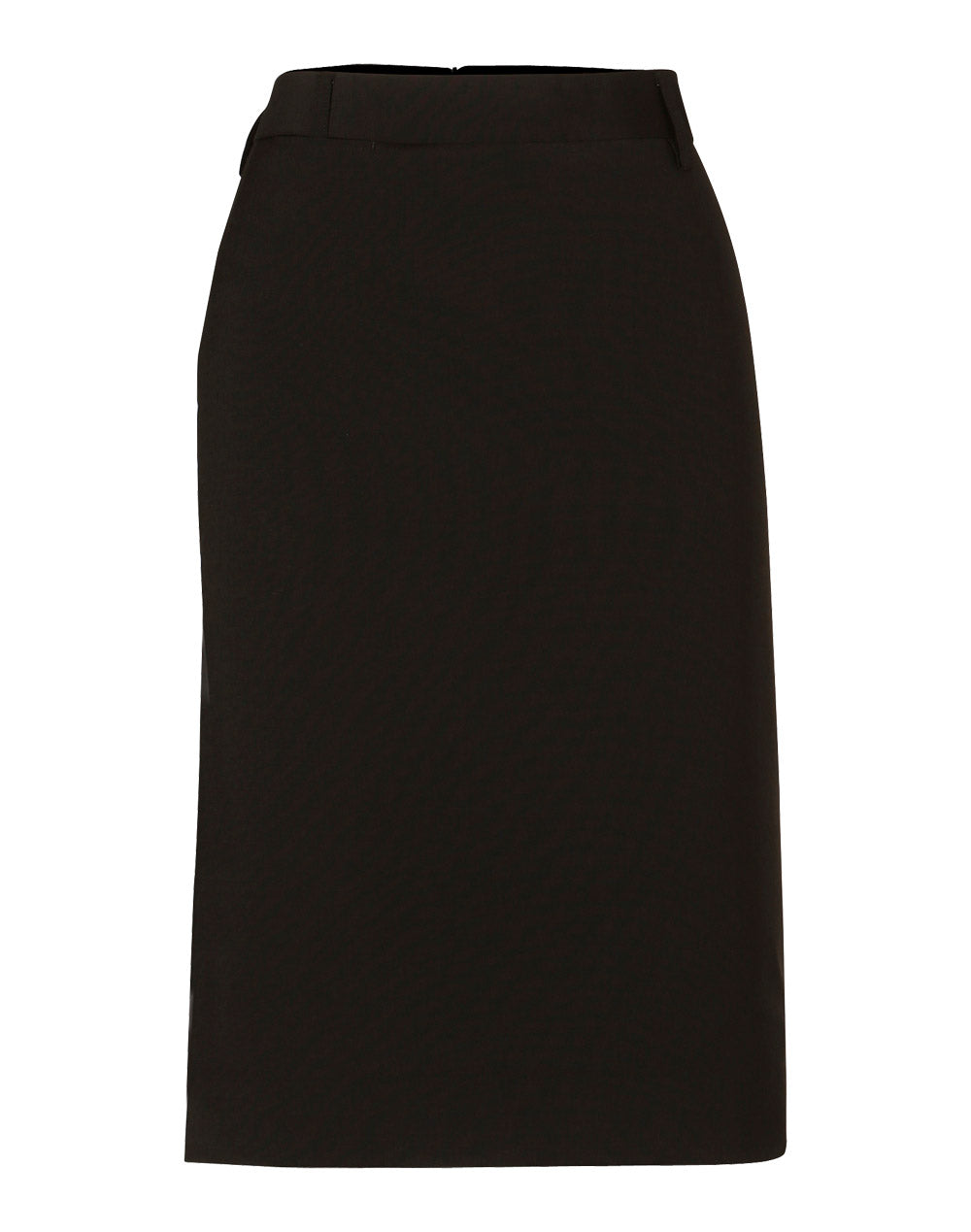 Women's Mid Length Lined Pencil Skirt in Wool Stretch - M9470 - Black