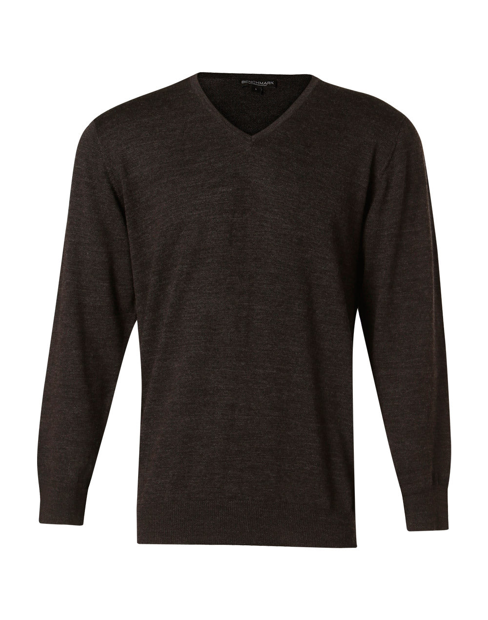 Men's 100% Merino Wool V Neck L/S Sweater - M9502 - Charcoal