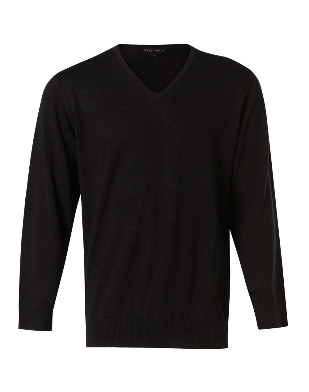 Men's 100% Merino Wool V Neck L/S Sweater - M9502 - Navy