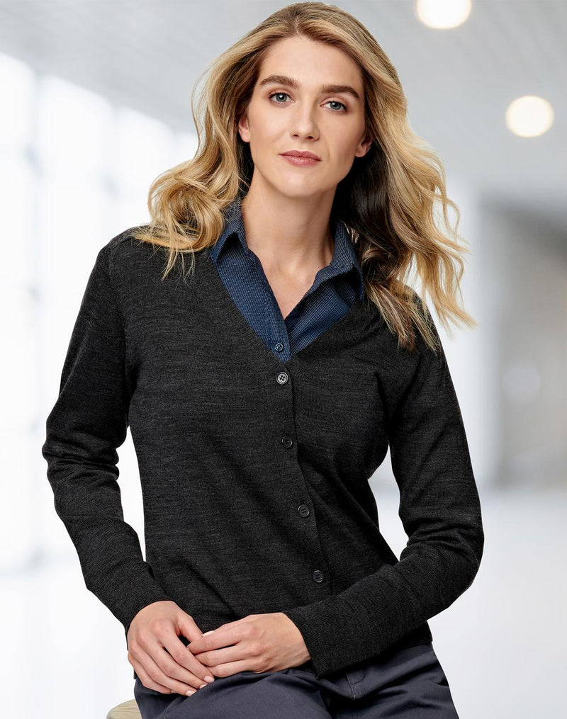 Benchmark Women's 100% Merino Wool L/S Cardigan M9602