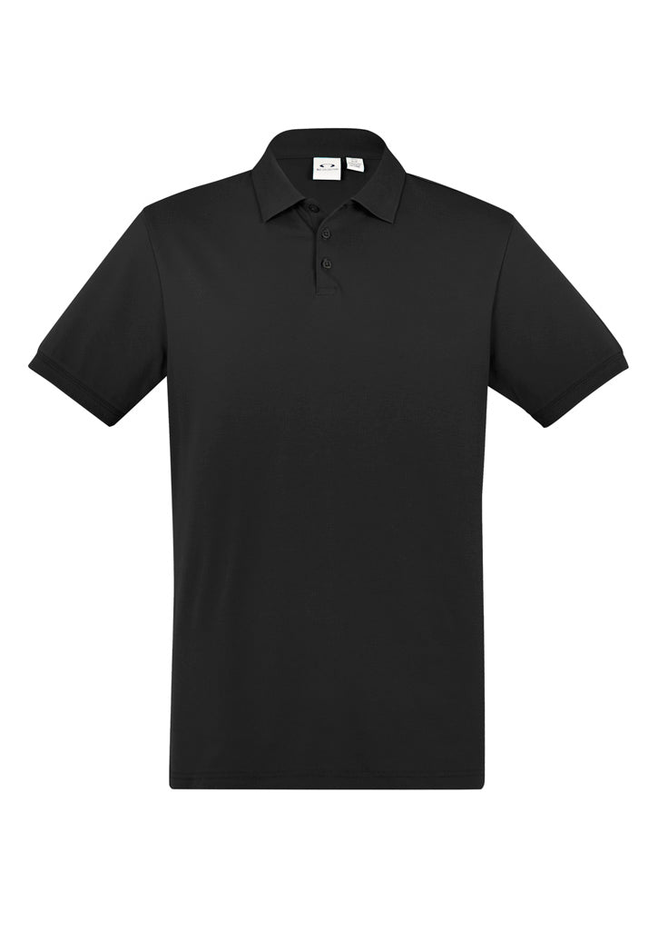 City Mens Short Sleeve Polo - Black - Front