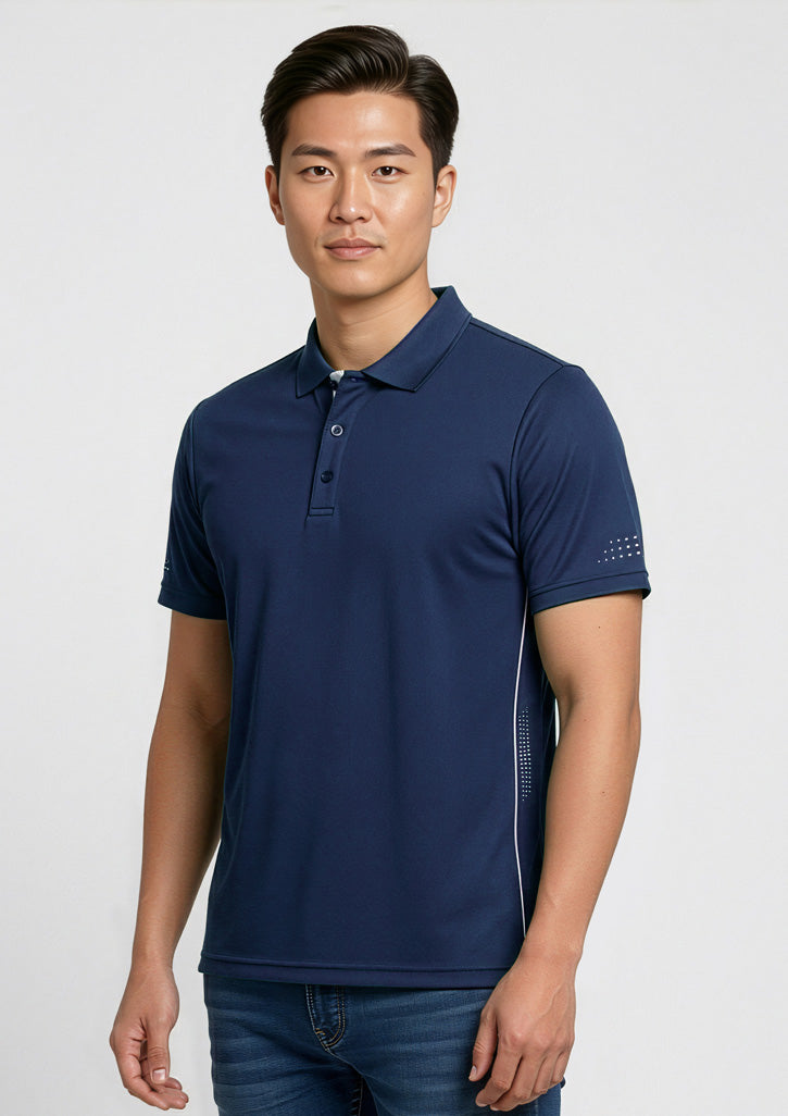 Balance Mens Short Sleeve Polo - Navy/White - Model