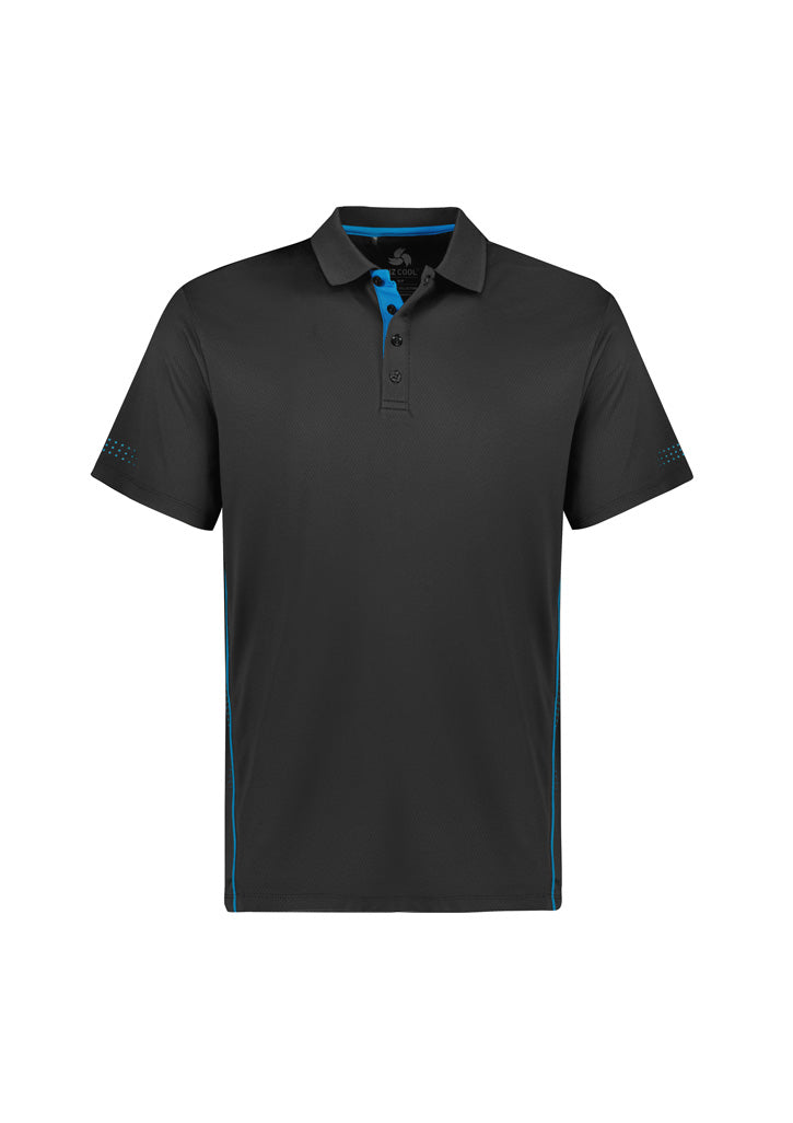 Balance Mens Short Sleeve Polo - Grey/Cyan - Front