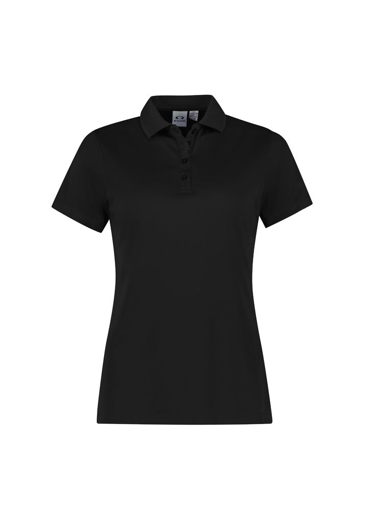 Action Womens Short Sleeve Polo - Black - Front
