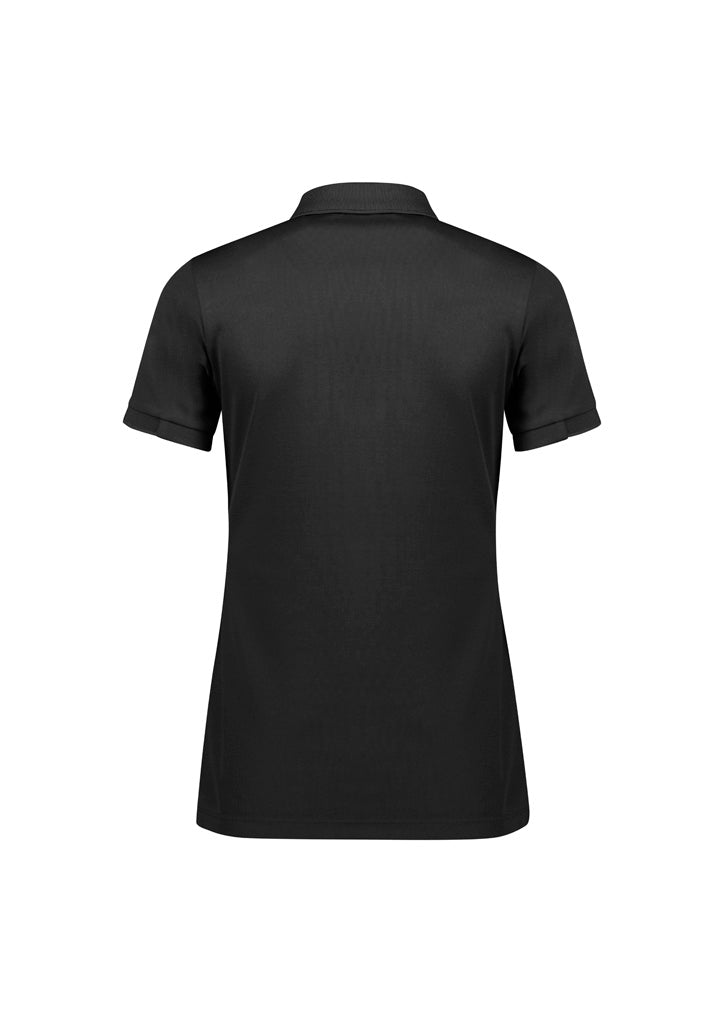 Focus Womens Short Sleeve Polo - Black/Black - Back