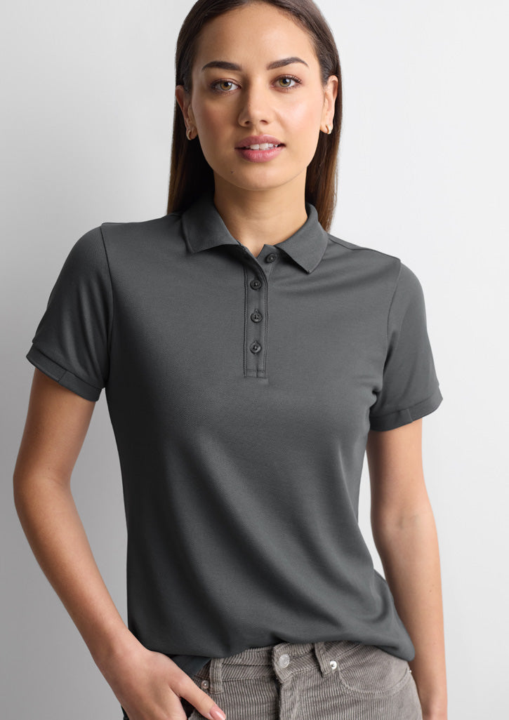 Focus Womens Short Sleeve Polo - Charcoal/Charcoal - Model