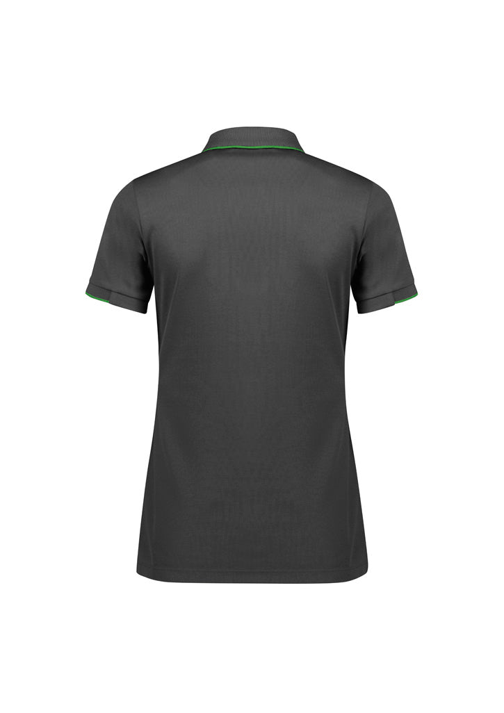 Focus Womens Short Sleeve Polo - Grey/Fluoro Lime - Back