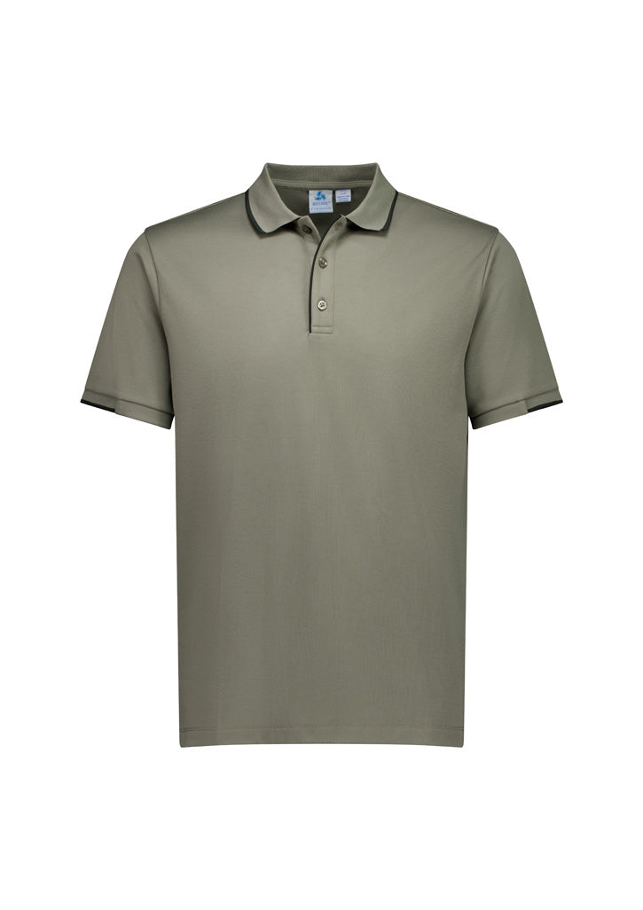 Focus Mens Short Sleeve Polo - Taupe/Black - Front
