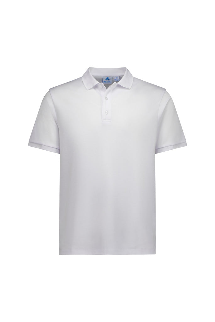 Focus Mens Short Sleeve Polo - White/White - Front
