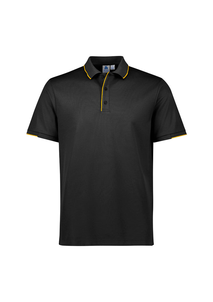 Focus Mens Short Sleeve Polo - Black/Gold - Front