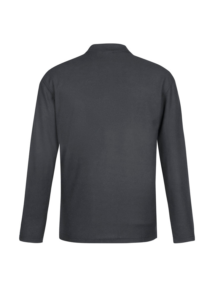Crew Mens Long Sleeve Polo - Charcoal - Back