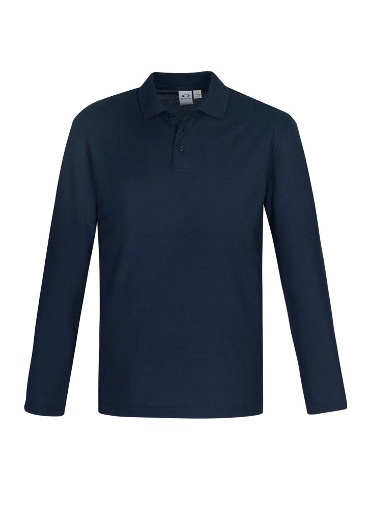 Crew Mens Long Sleeve Polo - Navy - Front