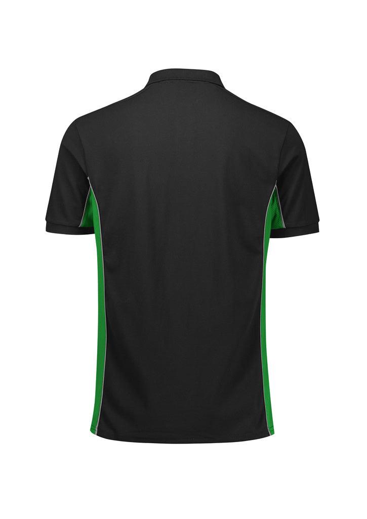 Grid Unisex Short Sleeve Polo - Black/Green - Back