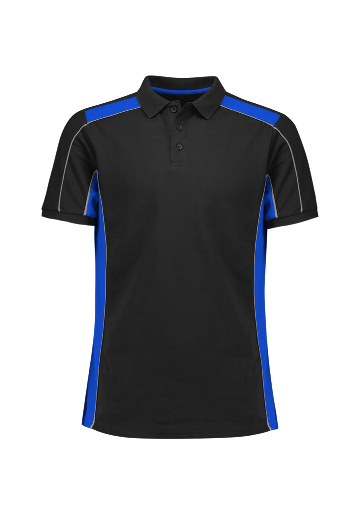 Grid Unisex Short Sleeve Polo - Black/Royal - Front