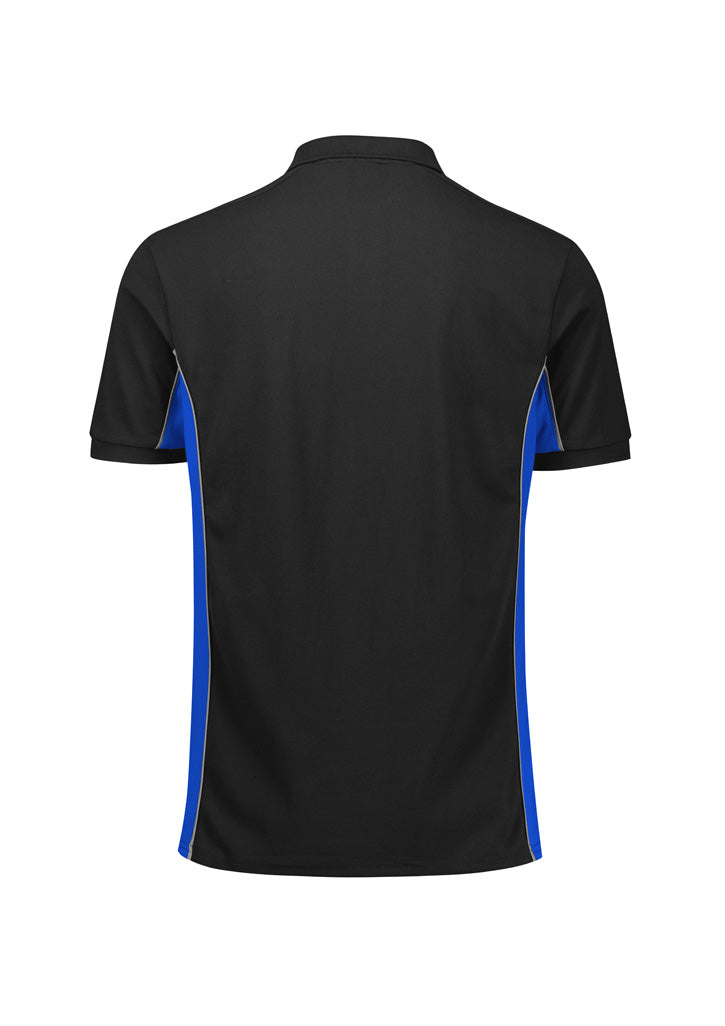 Grid Unisex Short Sleeve Polo - Black/Royal - Back