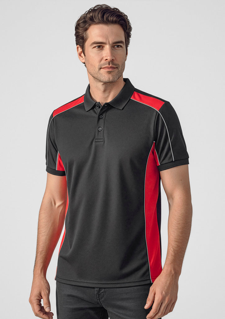 Grid Unisex Short Sleeve Polo - Black/Red - Model