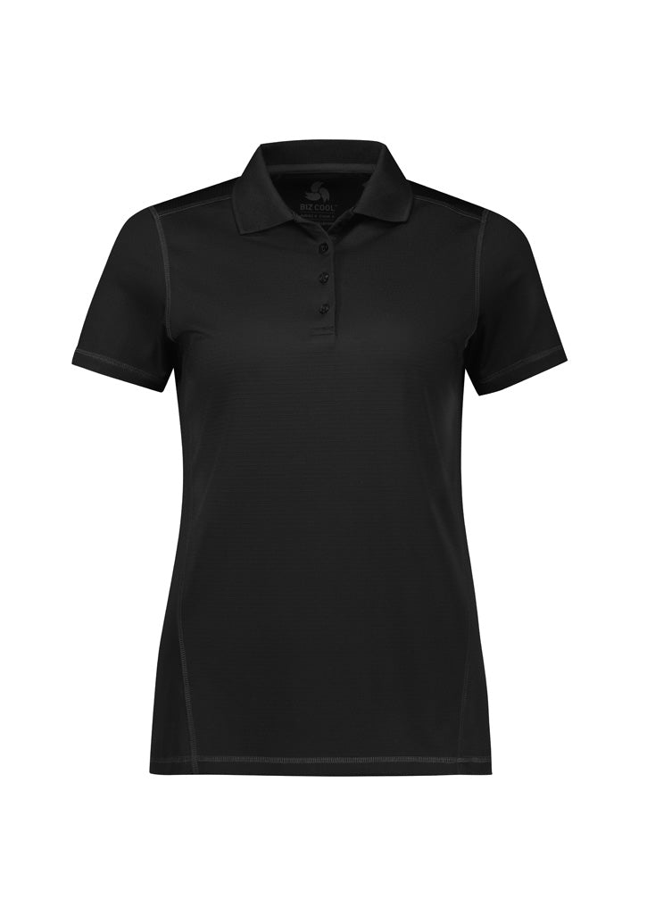Dart Womens Short Sleeve Polo - Black/Black - Front