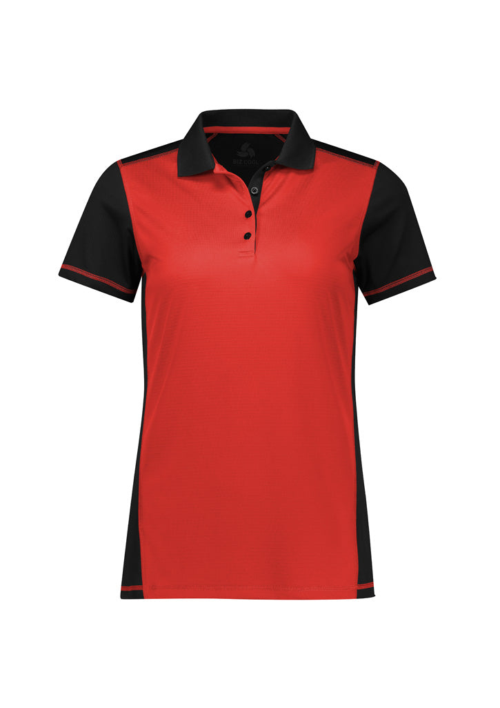 Dart Womens Short Sleeve Polo - Black/Red - Front