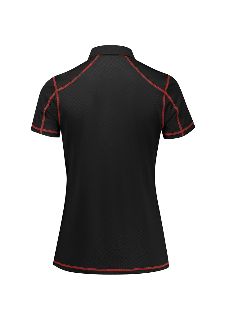 Dart Womens Short Sleeve Polo - Black/Red - Back