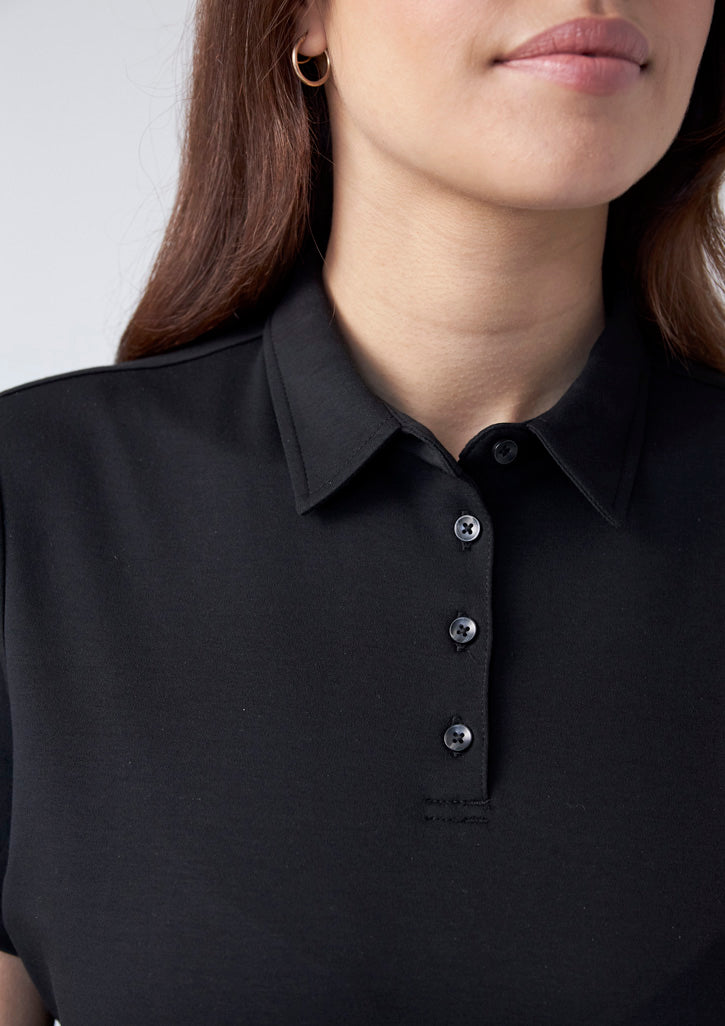 Lotus Womens Short Sleeve Polo - Black - Model