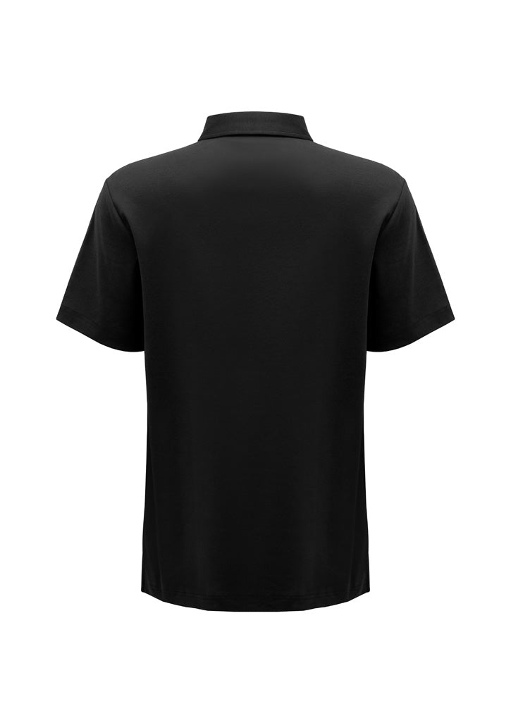Lotus Mens Short Sleeve Polo - Black - Back