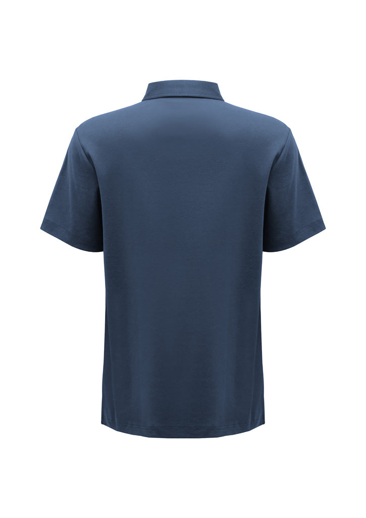 Lotus Mens Short Sleeve Polo - Mineral Blue - Back