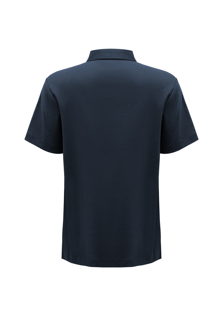 Lotus Mens Short Sleeve Polo - Navy - Back