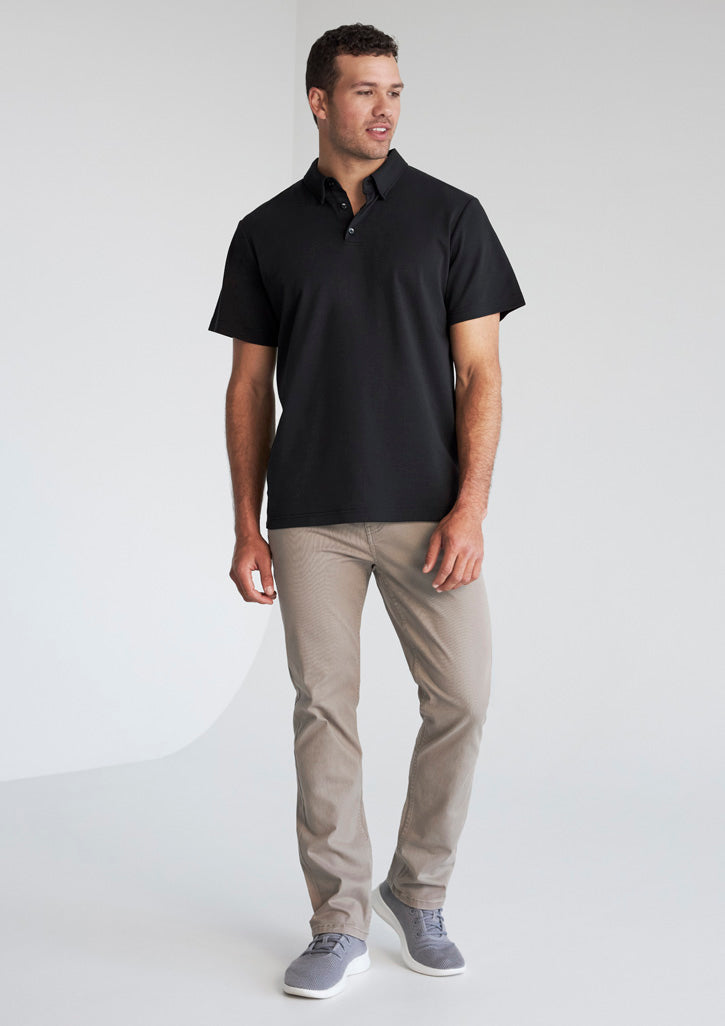 Lotus Mens Short Sleeve Polo - Black - Model