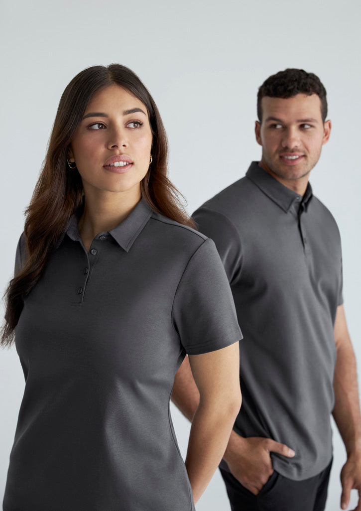 Lotus Mens Short Sleeve Polo - Charcoal - Model