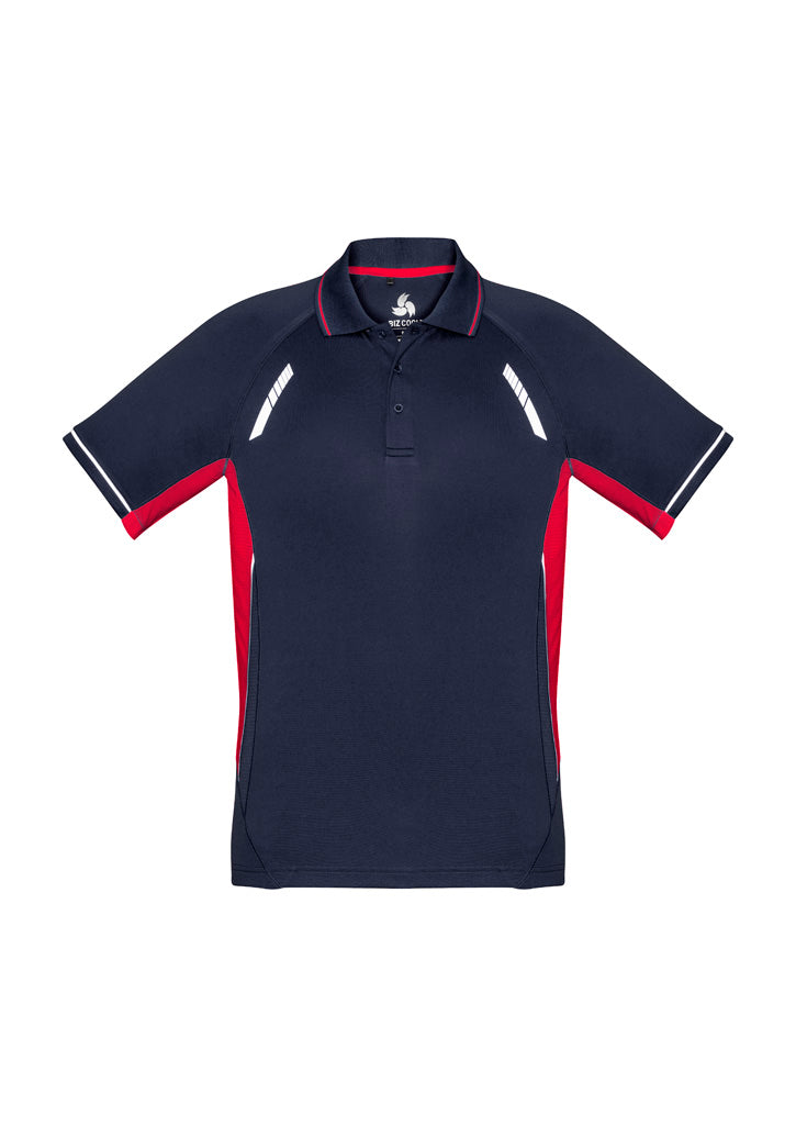 Renegade Mens Short Sleeve Polo - Navy/Red/Silver - Front