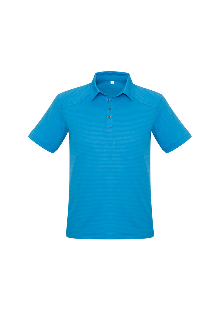 Profile Mens Short Sleeve Polo - Cyan - Front