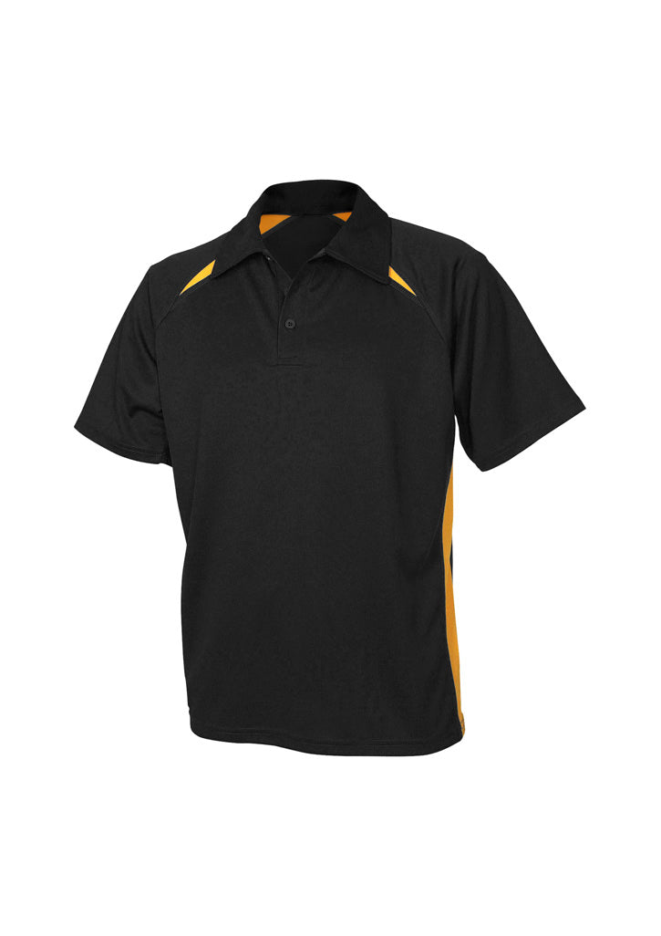 Splice Mens Short Sleeve Polo - Black/Gold - Front