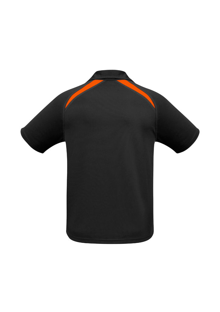 Splice Mens Short Sleeve Polo - Black/Orange - Back