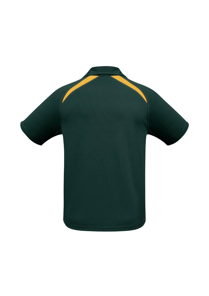 Splice Mens Short Sleeve Polo - Forest/Gold - Back