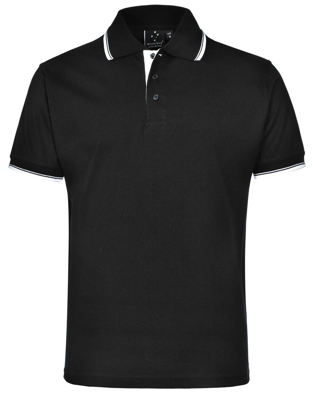 Unisex Cotton Jersey Polo - PS05 - Black / White