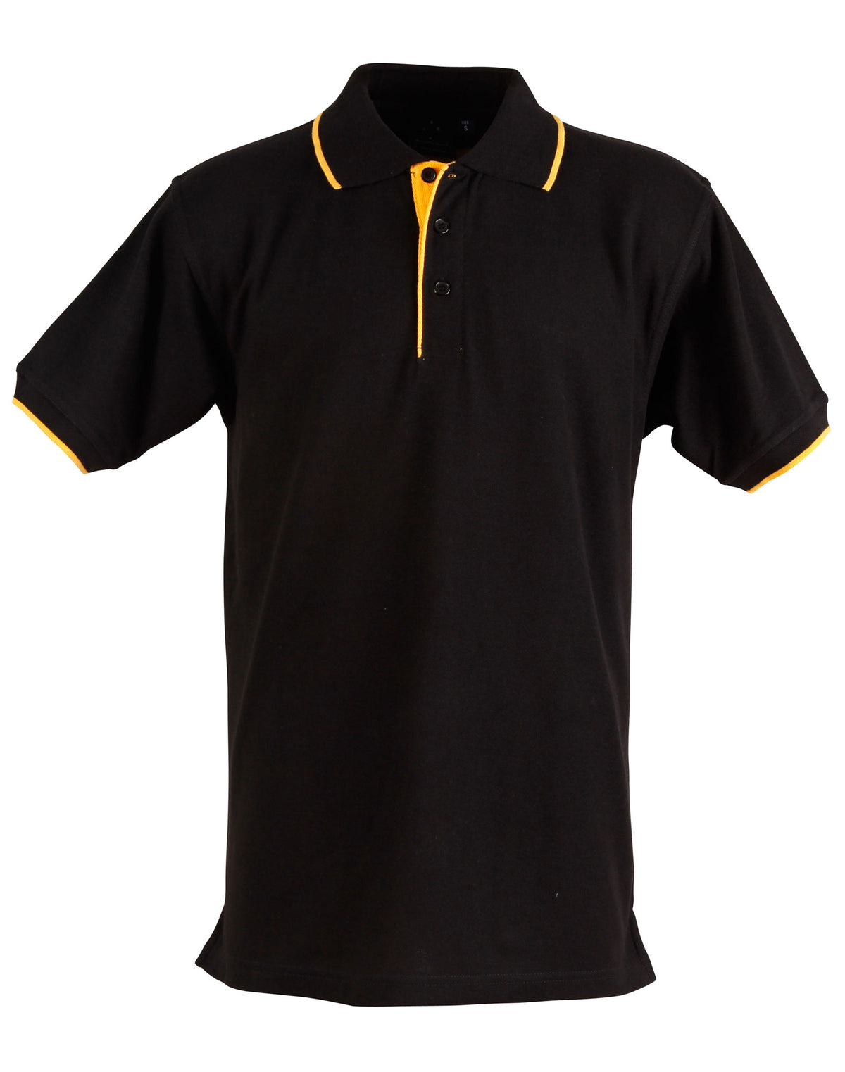 Mens S/L pique polo contrast - PS08 - Black / Gold