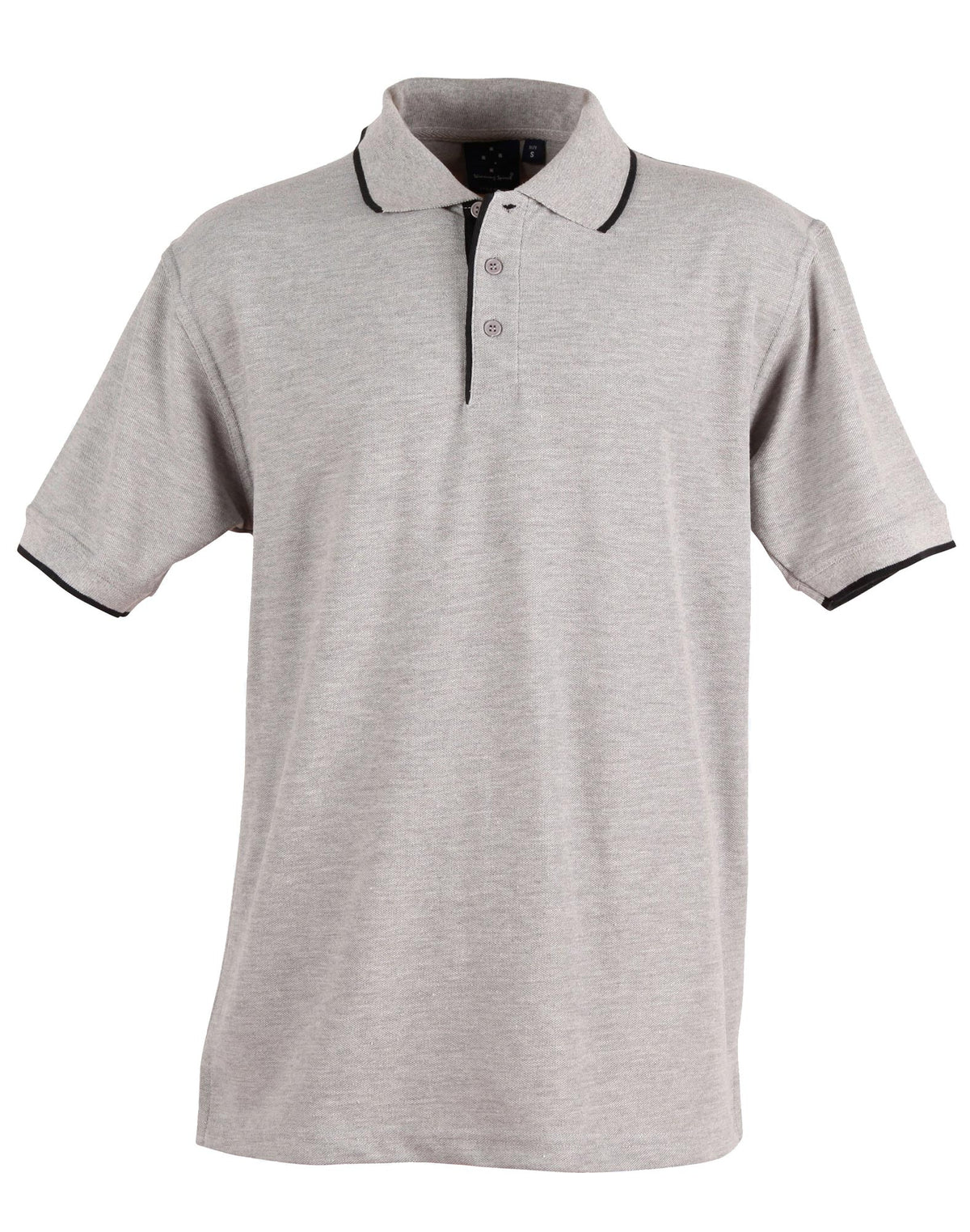 Mens S/L pique polo contrast - PS08 - Grey / Black