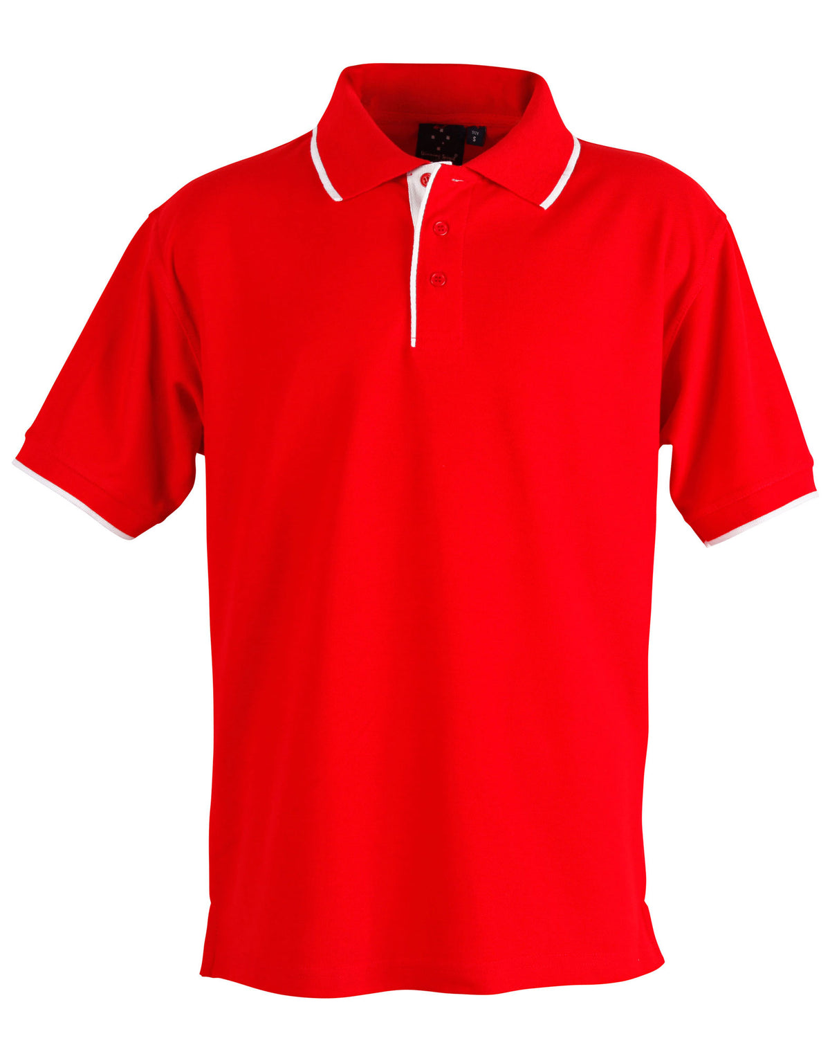 Mens S/L pique polo contrast - PS08 - Red / White