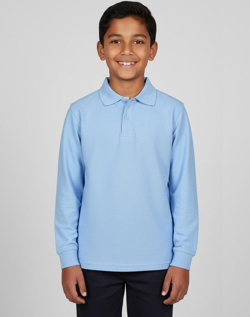 Winning Spirit Kids' 240gsm Poly/Cotton Pique L/S Polo PS12K