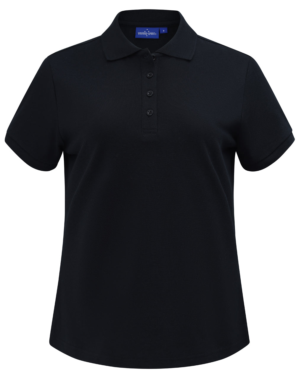 Womens Classic Cotton/Poly Pique Short Sleeve Polo - Black - Front
