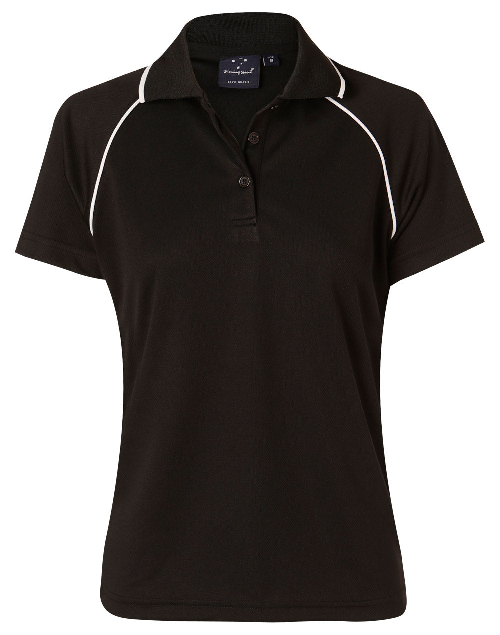 ladies cooldry raglan S/S polo - PS19 - Black / White