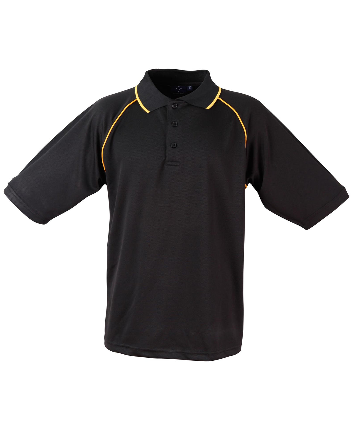 mens cooldry raglan S/S polo - PS20 - Black / Gold
