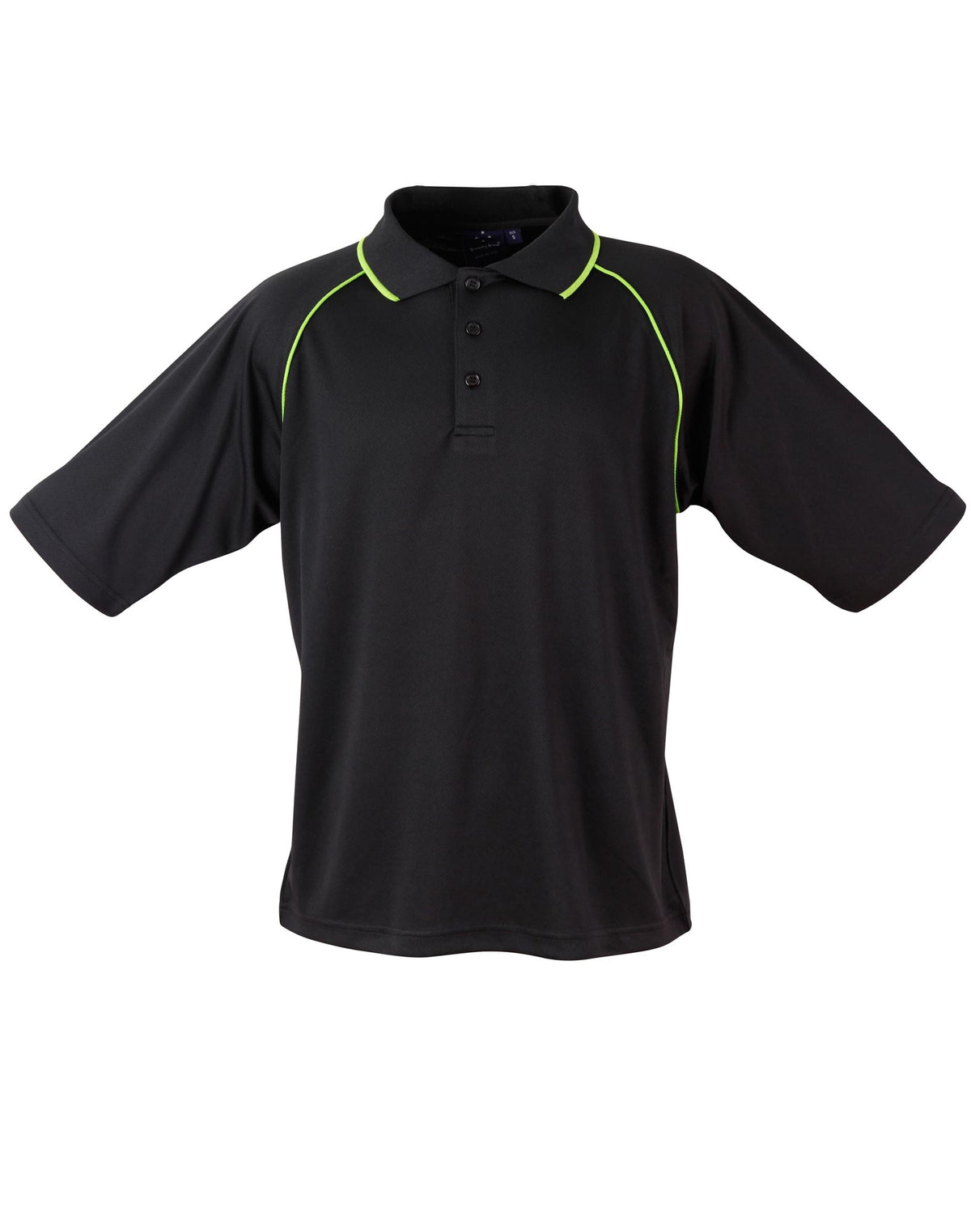 mens cooldry raglan S/S polo - PS20 - Black / Lime