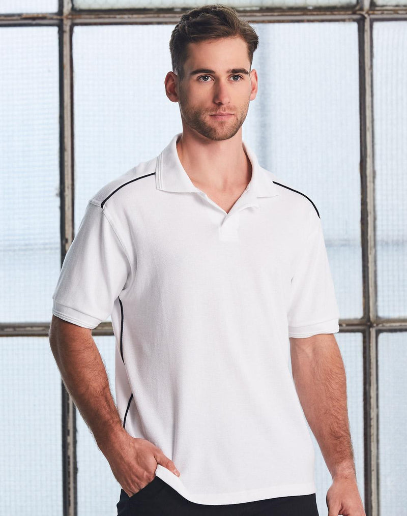 Winning Spirit Men's pure cotton contrast piping PS25