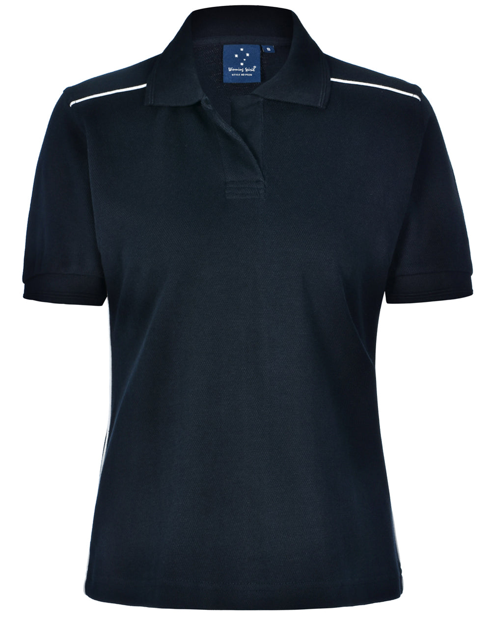 Ladies' Pure Cotton Contrast Piping - PS26 - Navy / White