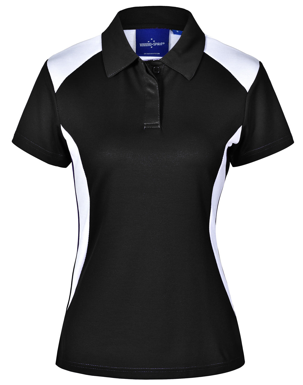 Ladies' Truedry S/S Contrast Polo - PS32A - Black / White