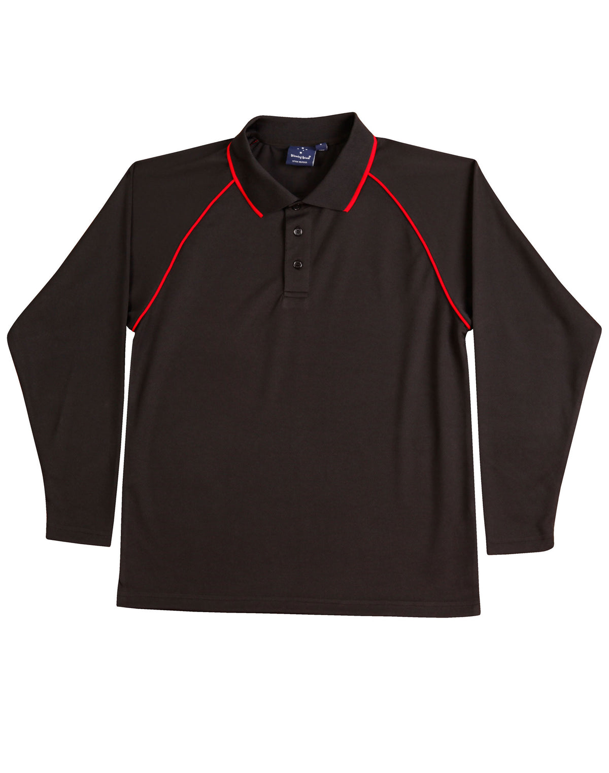 Kid's cooldry raglan L/S polo - PS43K - Black / Red