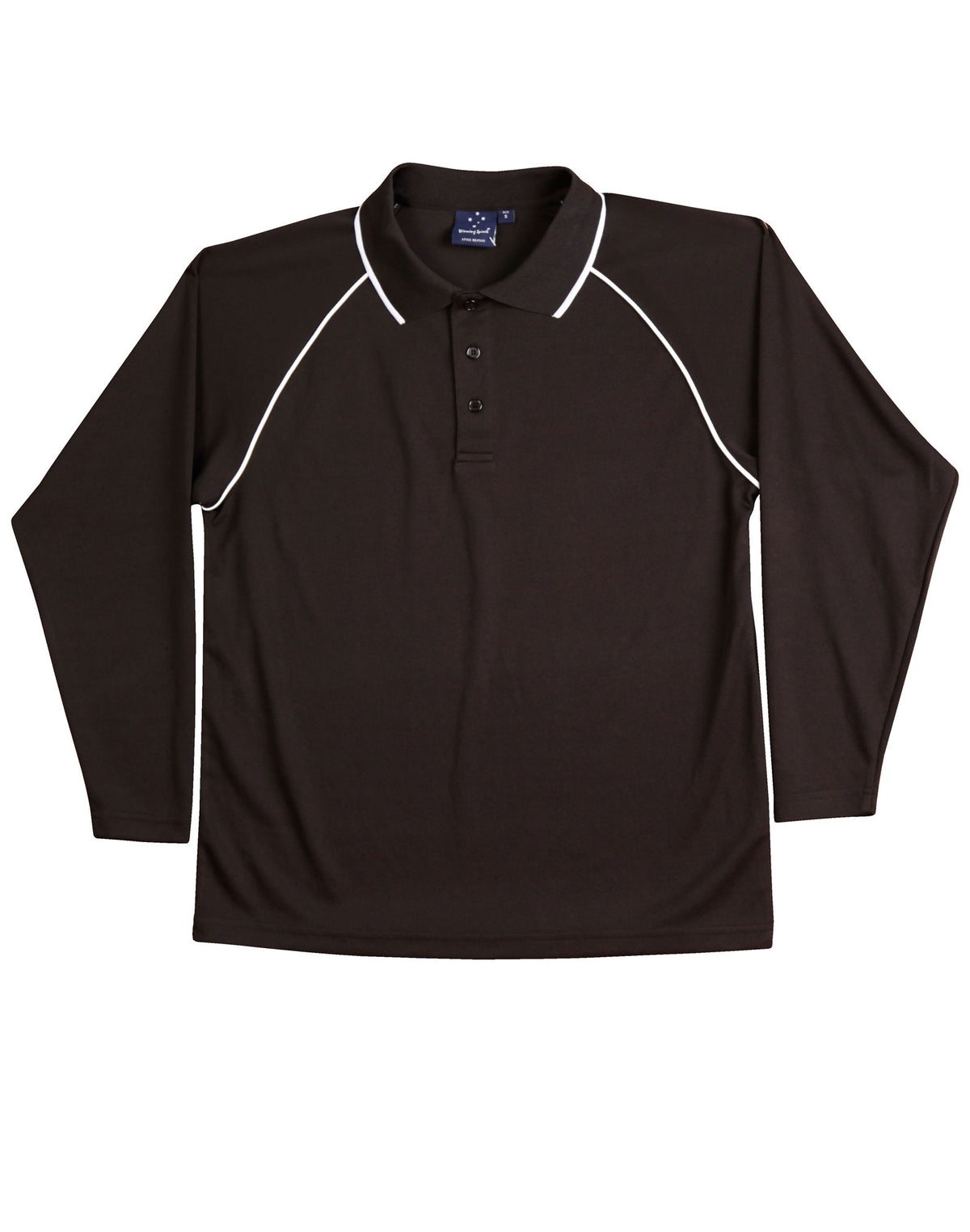 Kid's cooldry raglan L/S polo - PS43K - Black / White