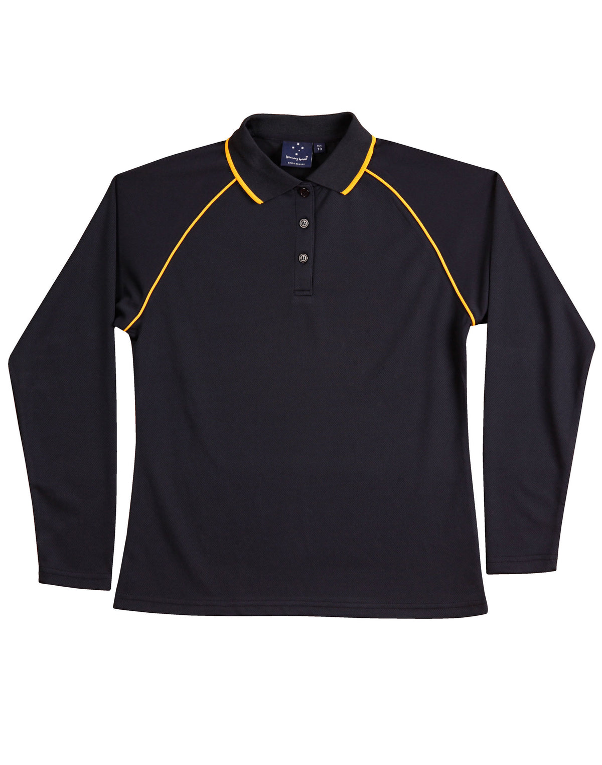 Ladies' cooldry raglan L/S polo - PS44 - Navy / Gold