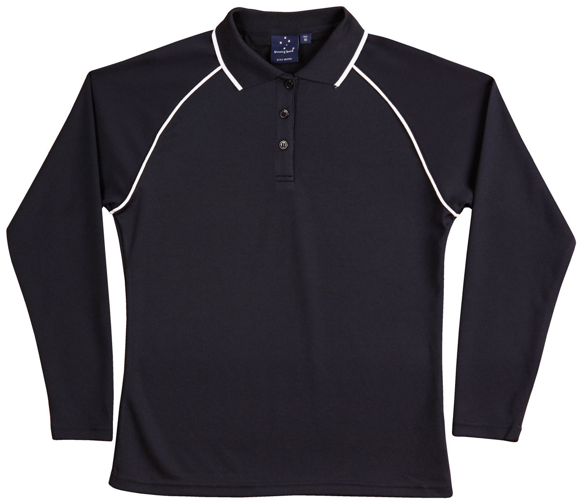 Ladies' cooldry raglan L/S polo - PS44 - Navy / White